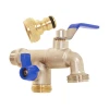 Fitt Robinet D'arrosage Robinet Extérieur Double Sortie 20x27 Entrée 15x21 Vanne Arrêt Laiton -Espace Piscine Boutique robinet